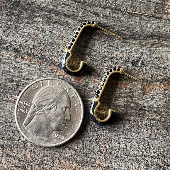 NEW Black Rhinestone PaperClip Earrings - Picture 10 of 10